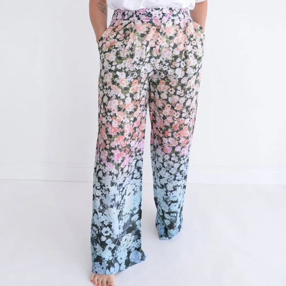 Reiss Floral Print Wide Leg Trousers Pants Size 8 NWT - Picture 2 of 15